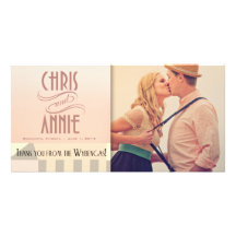 Art Deco Vintage Beach | blush Customized Photo Card