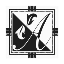 Art Director's Office Black and White Monogram A Canvas Prints