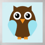Art du mur des enfants de hibou de bande dessinée poster