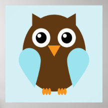 Art du mur des enfants de hibou de bande dessinée poster