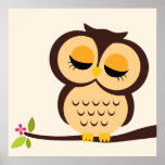 Art du mur des enfants de hibou de bande dessinée poster