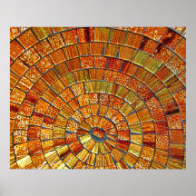 Art en verre de tuile de Balinese - Brown Posters