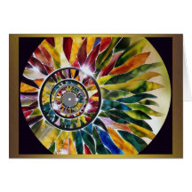 Art Glass Leaves Glossy Design Greeting Card