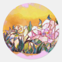 Art Glass Peony Artistic Modern Seal 丸形シールステッカー