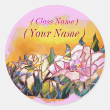 Art Glass Peony School Class Name Tag Seal シール
