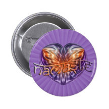 ART Heart NAMASTE | lila radial Pinback Button