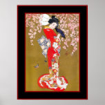 Art Japanese Geisha Lady Vintage Poster