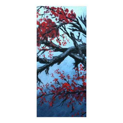 art japonais d'oriental d'arbre de fleur de fleurs modèle de carte double