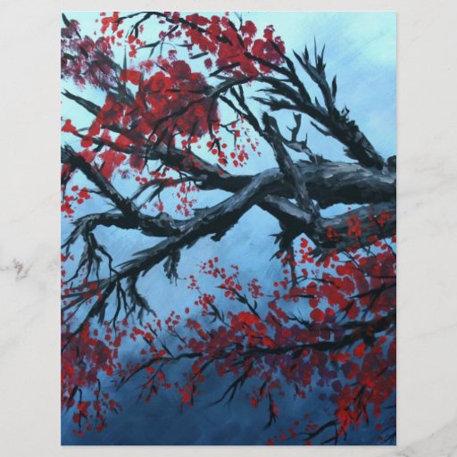 art japonais d'oriental d'arbre de fleur de fleurs prospectus en couleur
