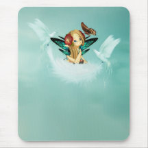 Art Mousepad - fée d'imaginaire avec des colombes Tapis De Souris
