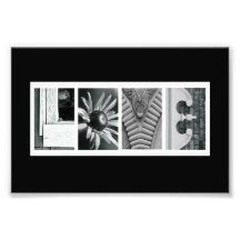 art (noir) de lettre de photo d'alphabet de 4 x 6 