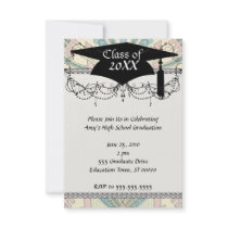 art nouveau abstract elegant pastel pattern grad announcements