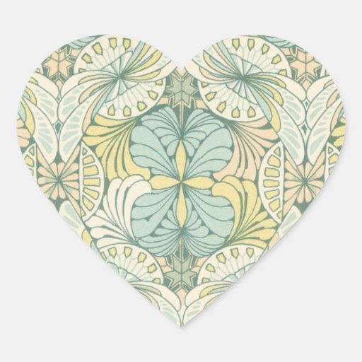 art nouveau abstract ornate pattern heart stickers