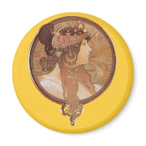 Art Nouveau - Alphonse Mucha Byzantine Head Fridge Magnet