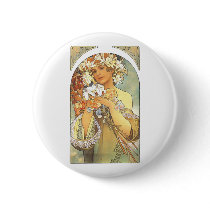 Art Nouveau - Alphonse Mucha "Flower" Pins