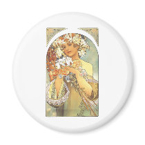Art Nouveau - Alphonse Mucha "Flower" Fridge Magnets