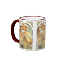 Art Nouveau - Alphonse Mucha "Flower" Coffee Mug