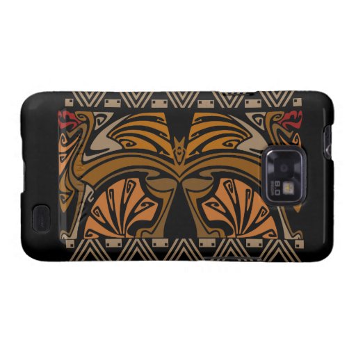 Art nouveau brown and gold dragons samsung galaxy SII case