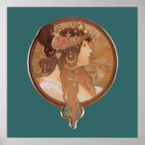 Art Nouveau - Byzantine Head, The Brunette Poster