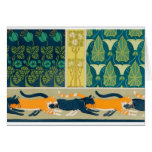 Art Nouveau Cats and Flowers Greeting Card