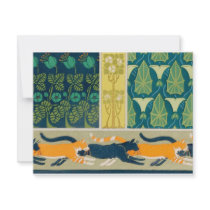 Art Nouveau Cats and Flowers Custom Invites