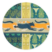 Art Nouveau Cats and Flowers Stickers
