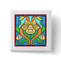 Art Nouveau Daffodil Stain Glass Frame