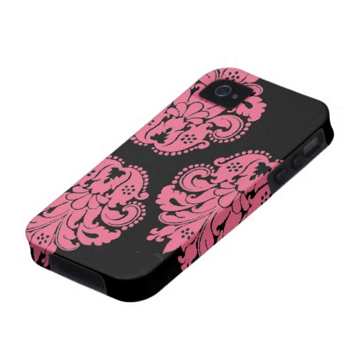 Art nouveau damask honeysuckle pink floral Case-Mate iPhone 4 cases