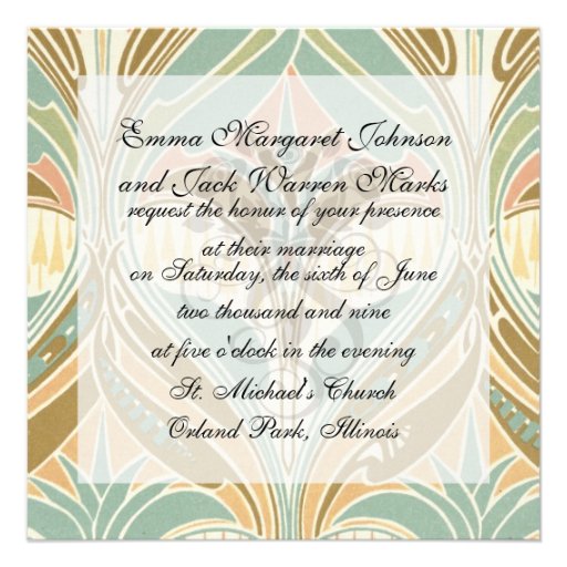 art nouveau decorative bliss pattern personalized invitation