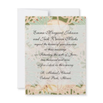 art nouveau decorative foliage floral personalized announcements