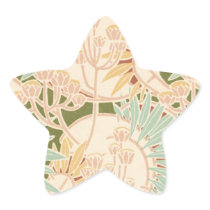 art nouveau decorative foliage floral star sticker