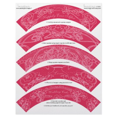 Art Nouveau DIY Wedding Cupcake Wrappers Wraps by imagina
