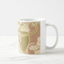 art nouveau floral blossoms coffee mug