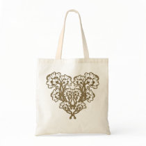 Art Nouveau Flower Heart Tan Bag