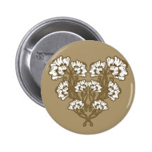 Art Nouveau Flower Heart Tan Buttons