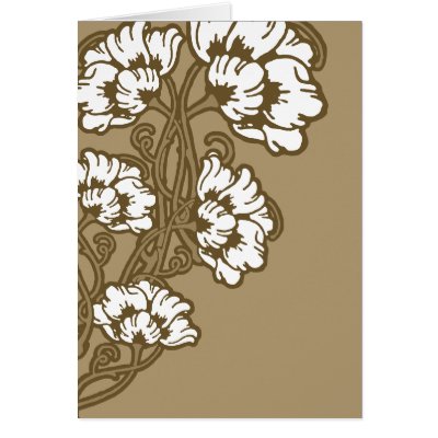 Art Nouveau Flower Heart Tan by opheliasart