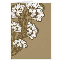 Art Nouveau Flower Heart Tan Cards