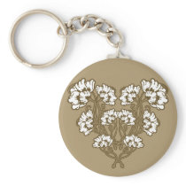 Art Nouveau Flower Heart Tan