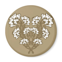 Art Nouveau Flower Heart Tan