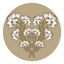 Art Nouveau Flower Heart Tan