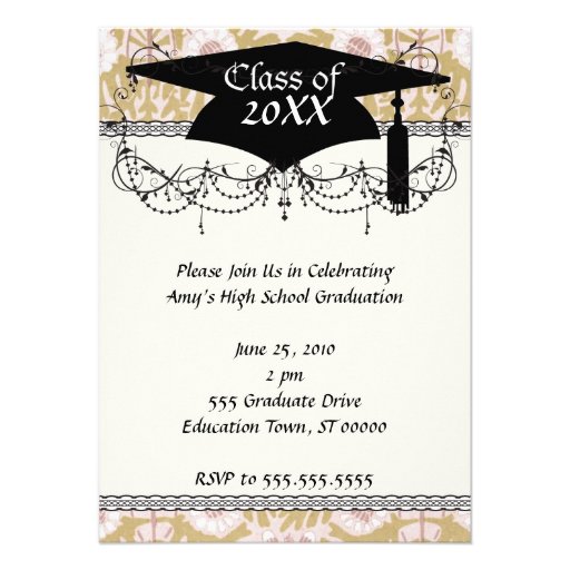 art nouveau flower pattern graduation invitations