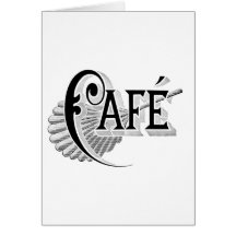 Art Nouveau French Cafe Coffee shop logo Greeting Cards