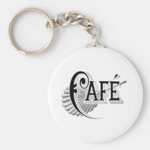 Art Nouveau French Cafe Coffee shop logo Keychains