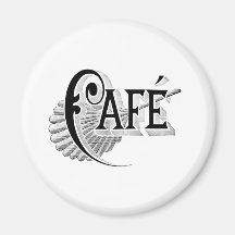 Art Nouveau French Cafe Coffee shop logo Refrigerator Magnets