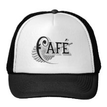 Art Nouveau French Cafe Coffee shop logo Mesh Hats