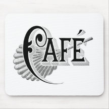 Art Nouveau French Cafe Coffee shop logo Mousepad