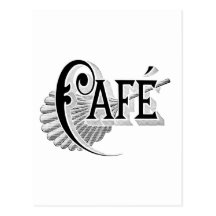 Art Nouveau French Cafe Coffee shop logo Post Card