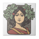 Art nouveau girl, flowers in hair tiles