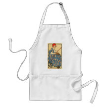 Art Nouveau -Girl knitting with her cat Aprons