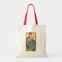 Art Nouveau -Girl knitting with her cat Bag